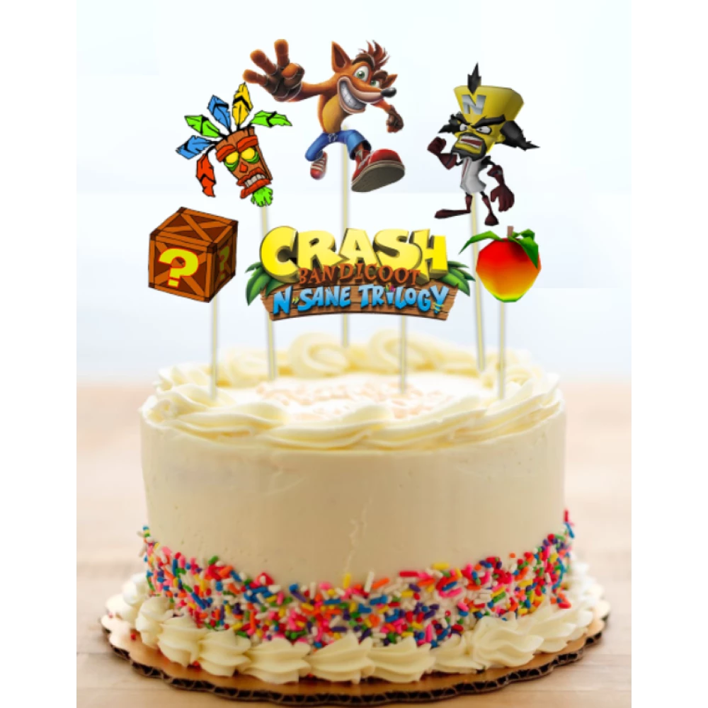 Топери “Креш Бандікут / Crash Bandicoot“ середні топери у торт (8 см, 6 шт./пач.), вирубування (КАРТОН)
