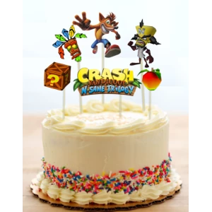 Зображення товара - Топери “Креш Бандікут / Crash Bandicoot“ середні топери у торт (8 см, 6 шт./пач.), вирубування (КАРТОН)