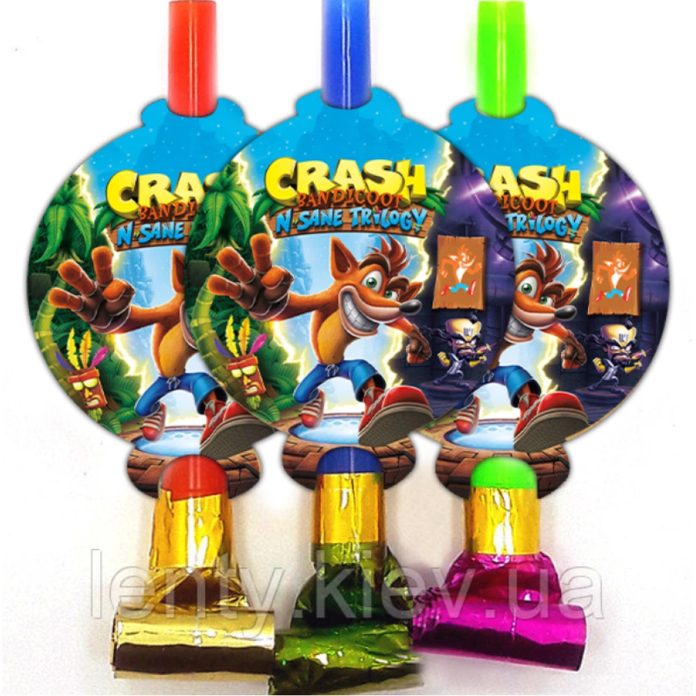 Язички - гудки “Креш Бандікут / Crash Bandicoot“ (5 шт/уп) в стилі карнавальні малотиражні -