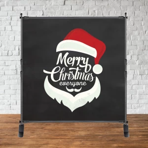 Изображение товара - Баннер Новогодний 2х2м (Красный фон, лицо, надпись) “Merry Chrismas“ - Фотозона (виниловый)