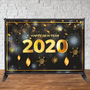 Изображение товара - Баннер Новогодний 3х2м “Happy New Year 2022“(Чорно-золотой) - Фотозона (виниловый)
