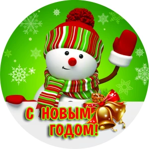 Изображение товара - Тарелки в стиле Новый год (Снеговик) Зеленый 10 шт. бумажные одноразовые 18см.