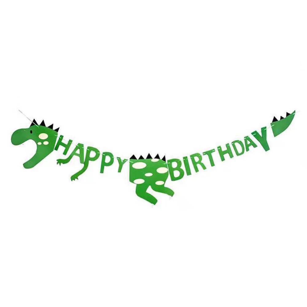 Гірлянда “Динозавр Happy Birthday“ Зелений гліттер