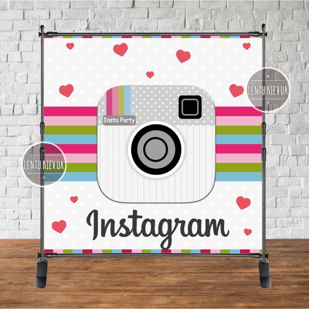 Банер “Instagram/Instagram Party“ 2х2м з люверсами. Фотозона (вініловий) на день народження - 153234815