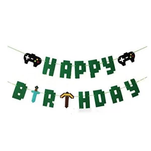 Зображення товара - Гірлянда фігурна “Happy Birthday“ у формі “Майнкрафт“ Зелений 3 м