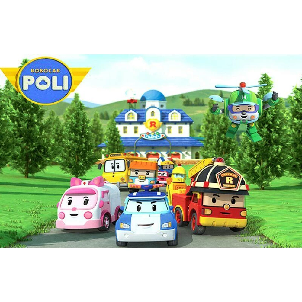 Вафельна картинка на круглий торт “Робокар Полі / Поллі / Robocar Poli“ А4 - На прямокутний торт (1 ел.)