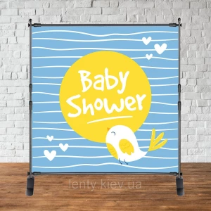 Изображение товара - Баннер 2х2м “Baby Shower (Беби шауэр/Гендер пати)“ - Фотозона (виниловый) (Без каркаса) - Милая птичка