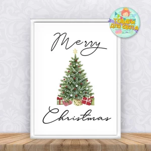 Изображение товара - Постер новогодний “Merry Christmas. Новогодняя ёлка“ А4+рамка
