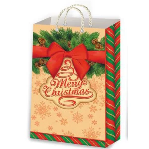 Изображение товара - Новогодние пакеты лимитированные 38х24 (П1-Микс-29) merry christmas с бантом (П1-139)
