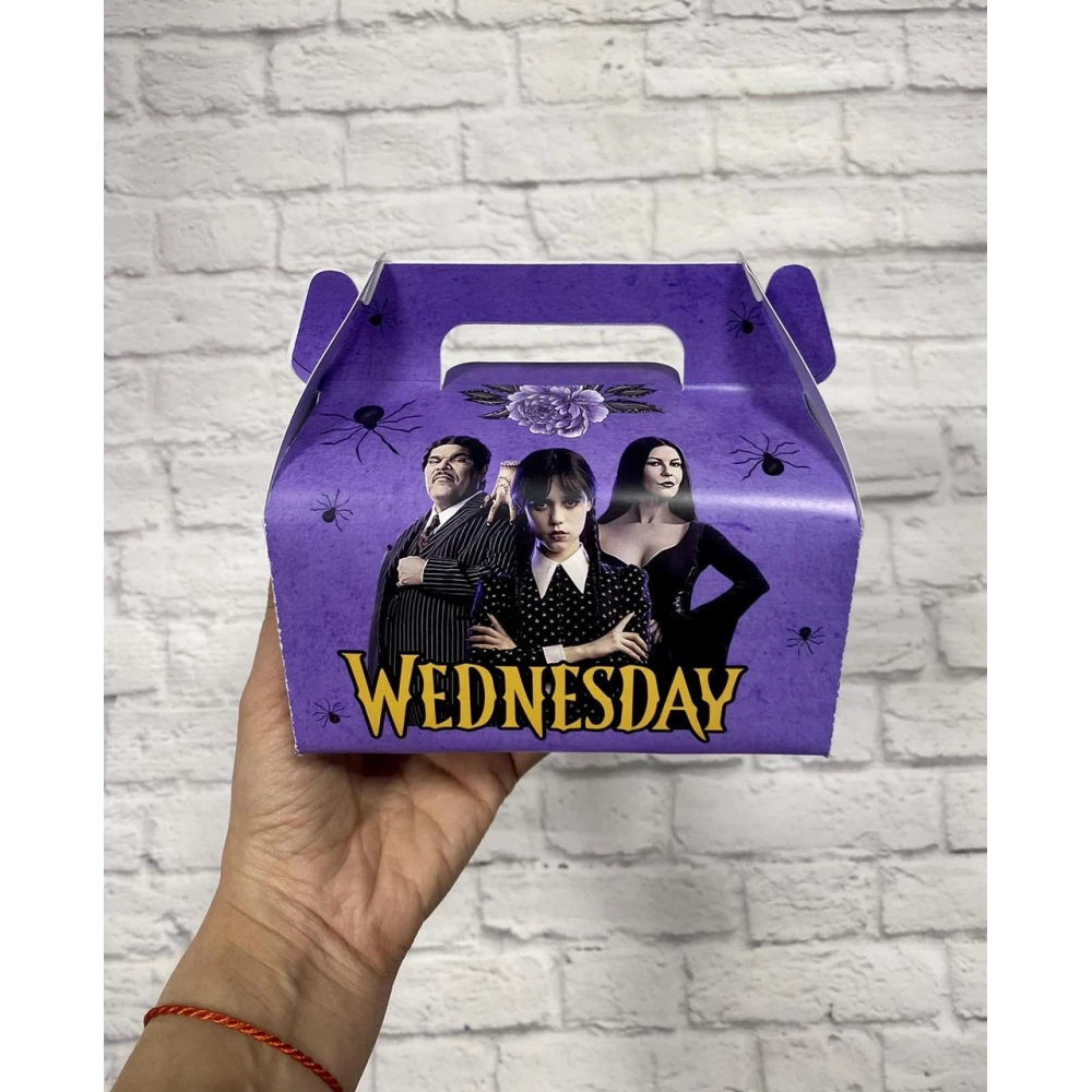 Коробочка “Венсдей/Венздей/Wednesday“ порційна для тортика/подарунків 13х15х8,5