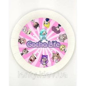 Зображення товара - Тарілки “Гача Лайф / Gacha life“  паперові білі 18см (Поштучно) малотиражні тарілочки -