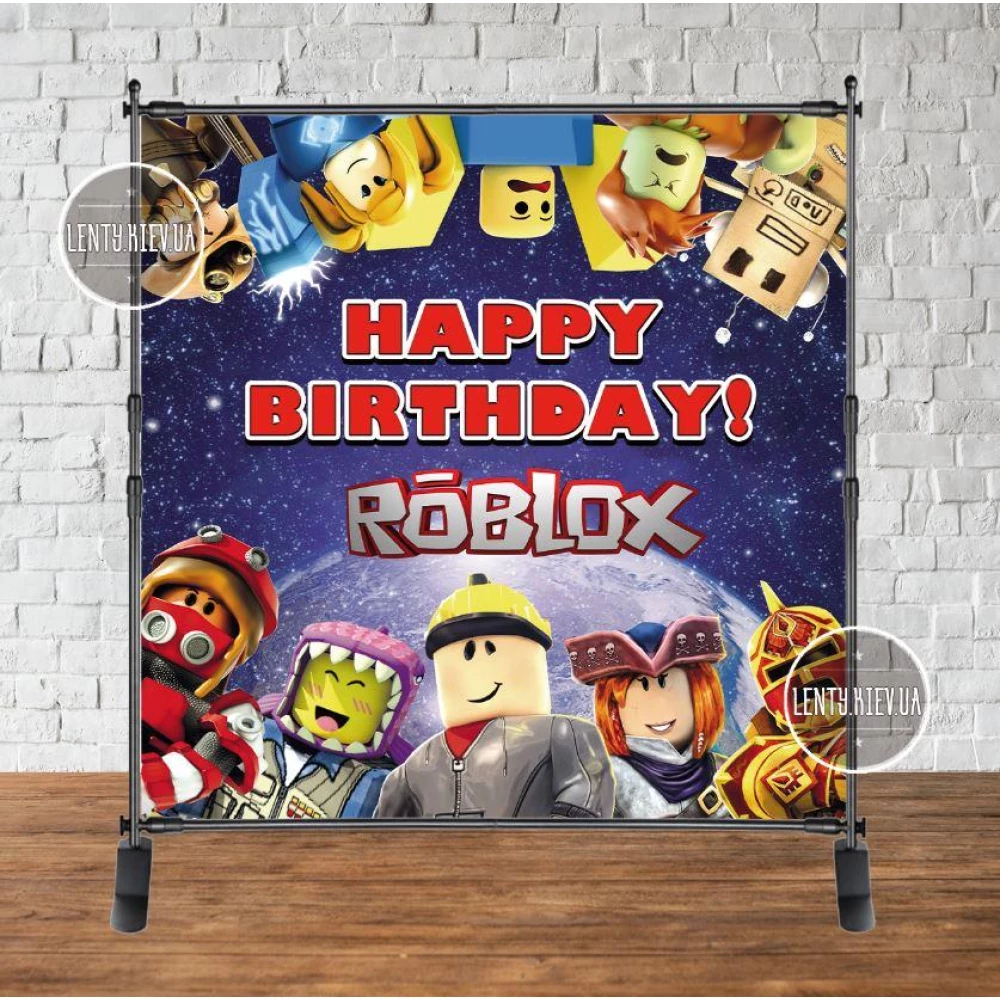 Баннер “Роблокс / ROBLOX“(роботы) 2х2м с люверсами. Фотозона (виниловый) на день рождения - Английский