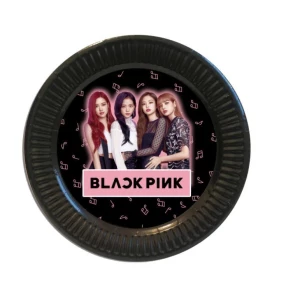 Зображення товара - Тарілки “БлекПінк / BlackPink“  паперові чорні 18см (Поштучно) малотиражні тарілочки -